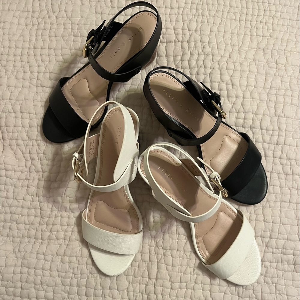 Kelly & Katie Two-Pair Ankle Strap Sandals in Black and White